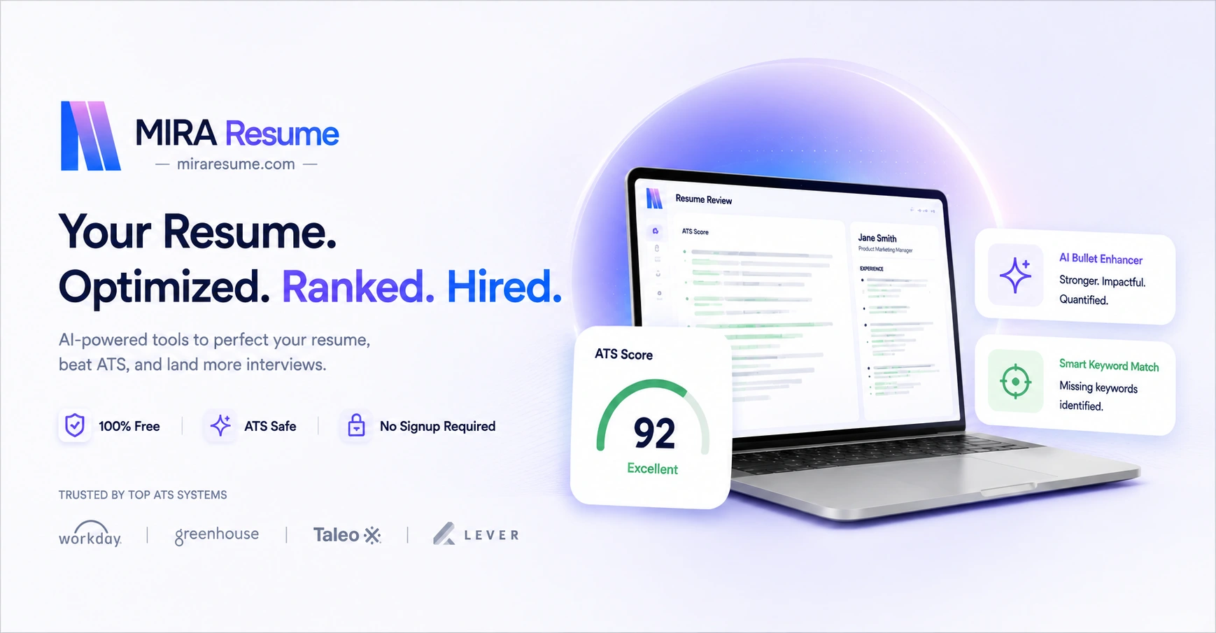 Mira Resume AI Powered Resume Builder Preview